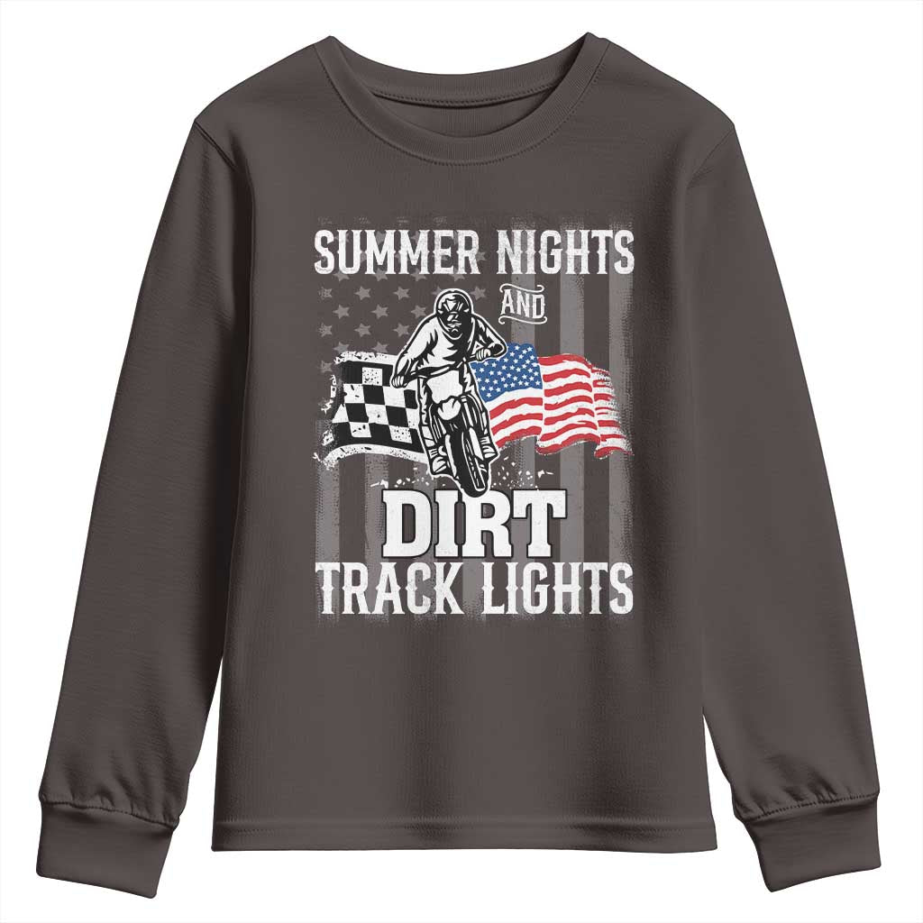 Dirt Bike Youth Sweatshirt Summer Nights Dirt Track Lights Racing TS09 Dark Chocolate Print Your Wear