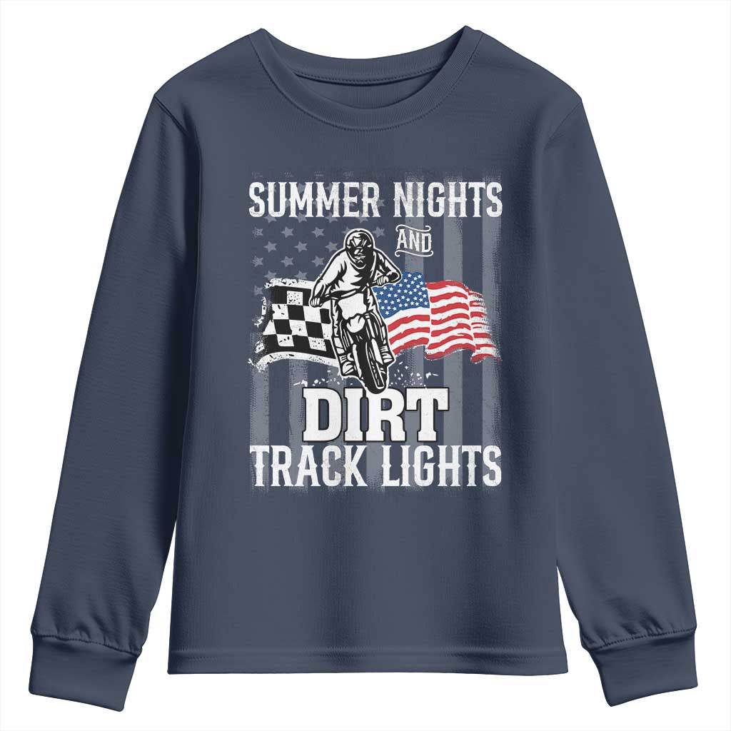Dirt Bike Youth Sweatshirt Summer Nights Dirt Track Lights Racing TS09 Navy Print Your Wear