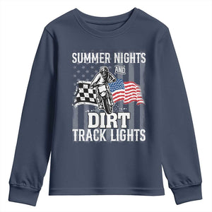 Dirt Bike Youth Sweatshirt Summer Nights Dirt Track Lights Racing TS09 Navy Print Your Wear