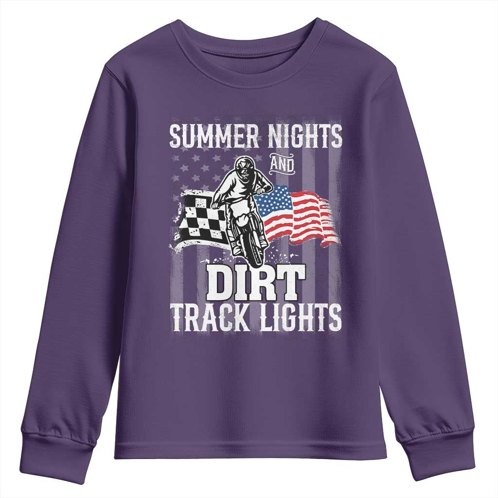 Dirt Bike Youth Sweatshirt Summer Nights Dirt Track Lights Racing TS09 Purple Print Your Wear