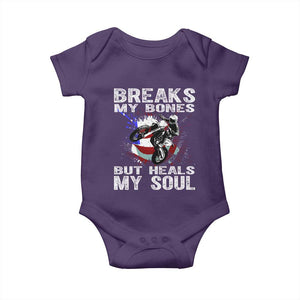 Dirt Bike Baby Onesie Breaks My Bones But Heals My Soul TS09 Purple Print Your Wear
