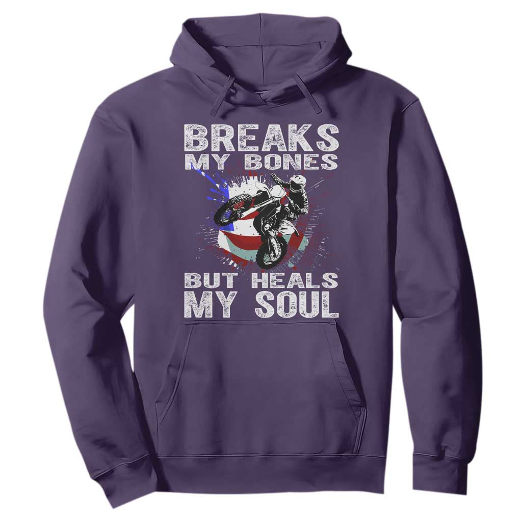 Dirt Bike Hoodie Breaks My Bones But Heals My Soul TS09 Purple Print Your Wear