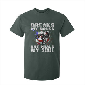 Dirt Bike T Shirt For Kid Breaks My Bones But Heals My Soul TS09 Dark Forest Green Print Your Wear