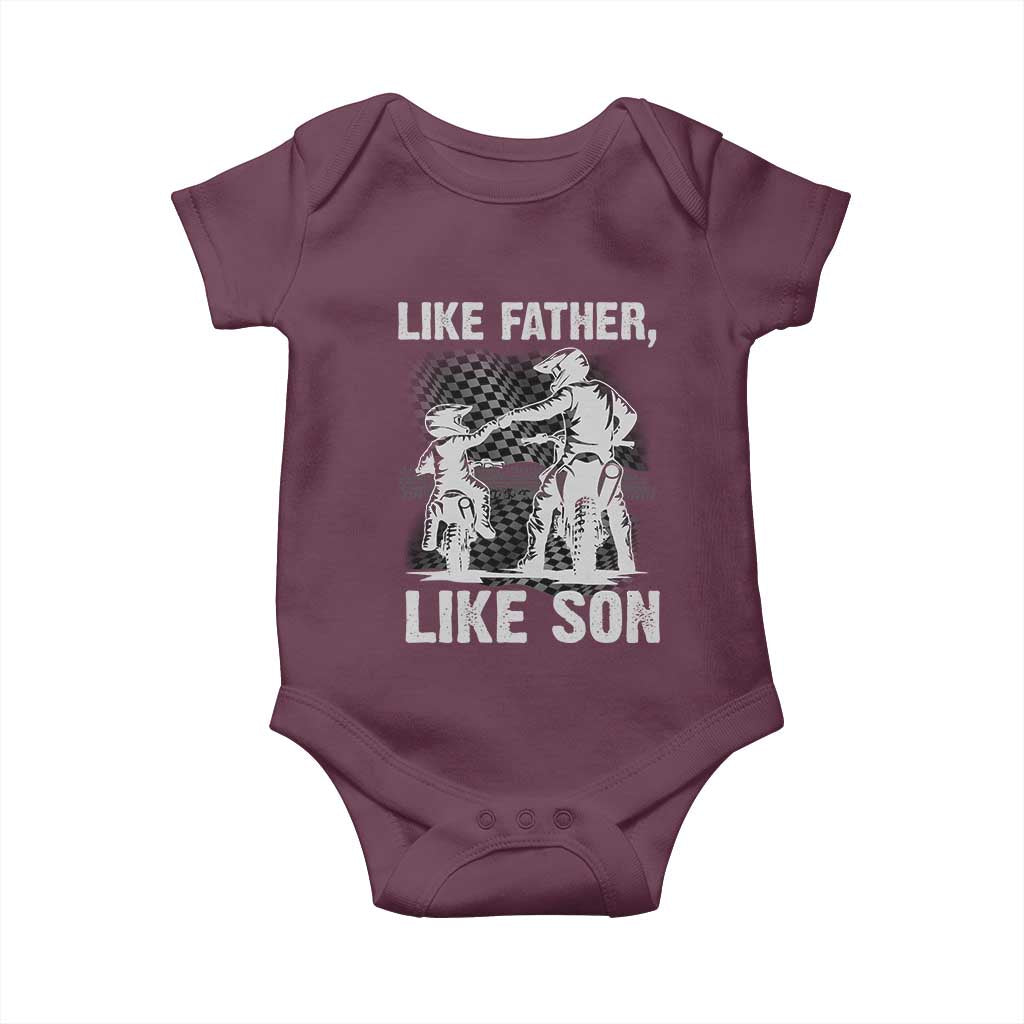 Like Father Like Son Dirt Bike Baby Onesie TS09 Maroon Print Your Wear