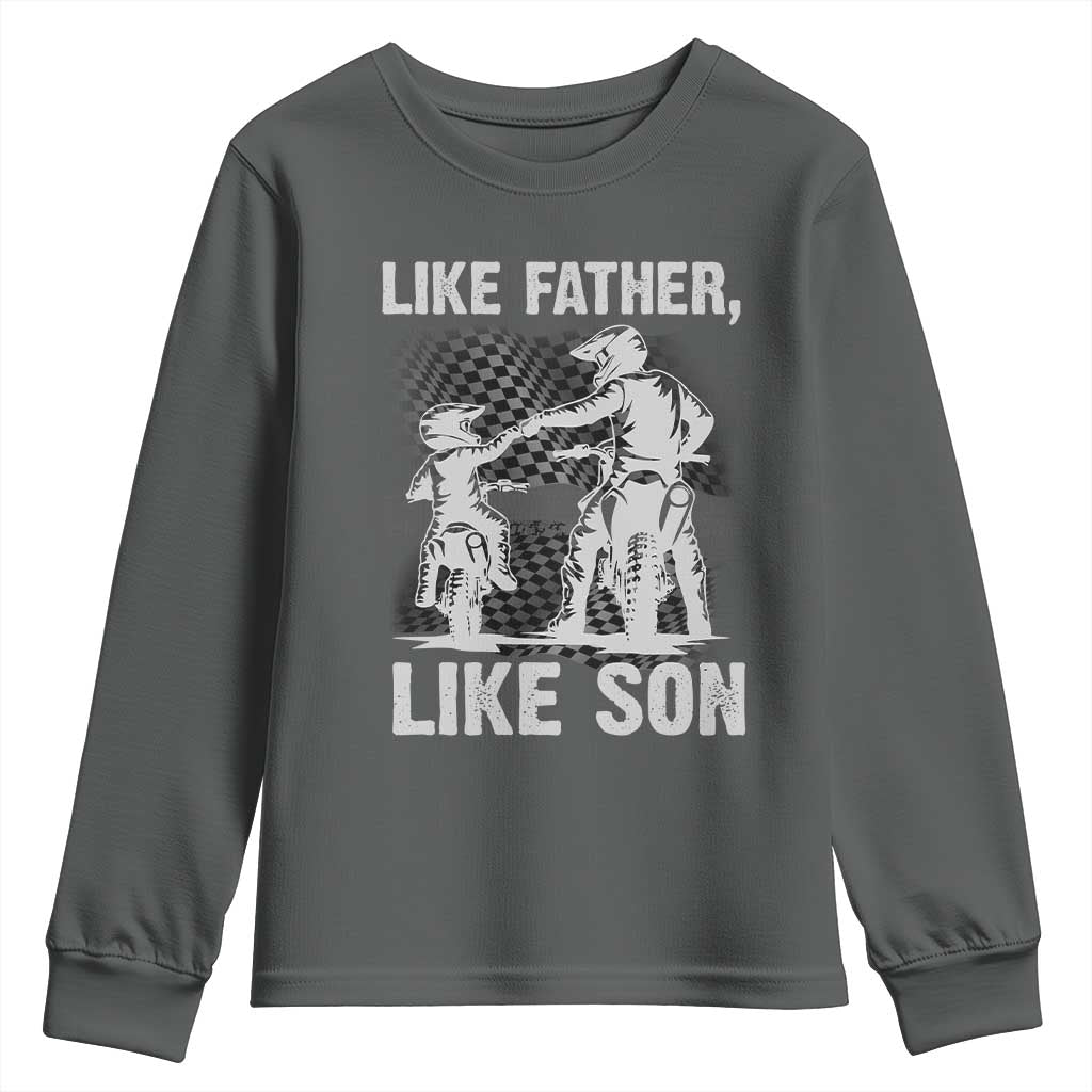Like Father Like Son Dirt Bike Youth Sweatshirt TS09 Dark Heather Print Your Wear