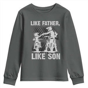 Like Father Like Son Dirt Bike Youth Sweatshirt TS09 Dark Heather Print Your Wear