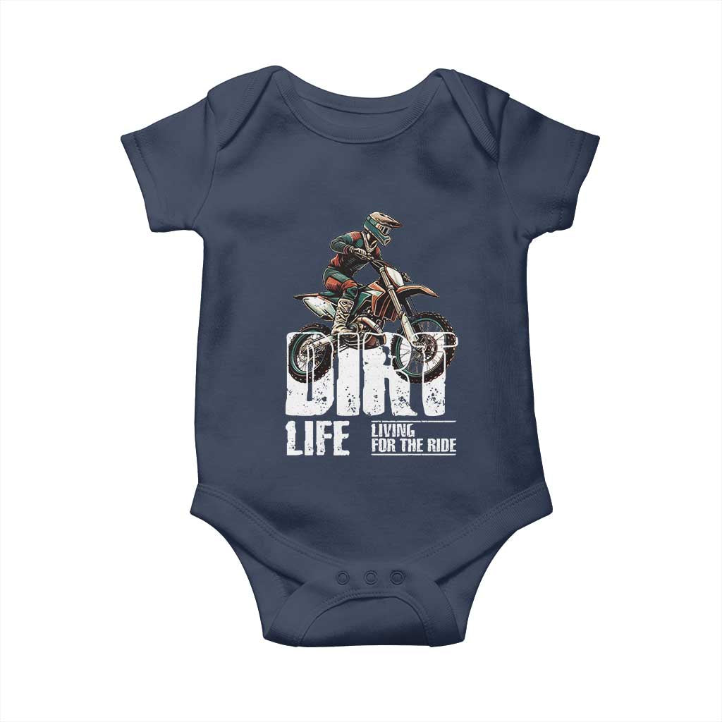 Dirt Bike Baby Onesie Dirt Life Living For The Ride TS09 Navy Print Your Wear