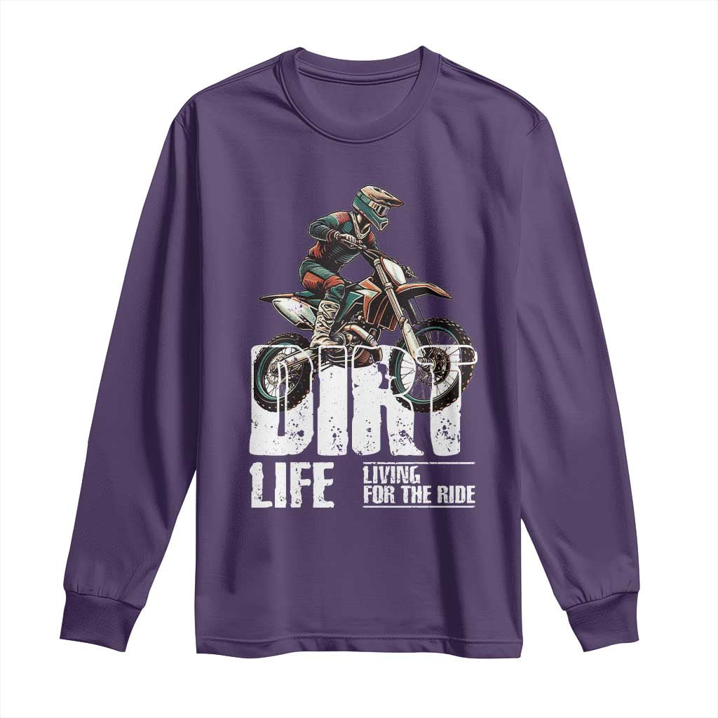 Dirt Bike Long Sleeve Shirt Dirt Life Living For The Ride TS09 Purple Print Your Wear