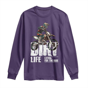 Dirt Bike Long Sleeve Shirt Dirt Life Living For The Ride TS09 Purple Print Your Wear