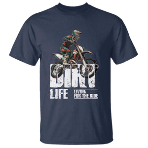 Dirt Bike T Shirt Dirt Life Living For The Ride TS09 Navy Print Your Wear