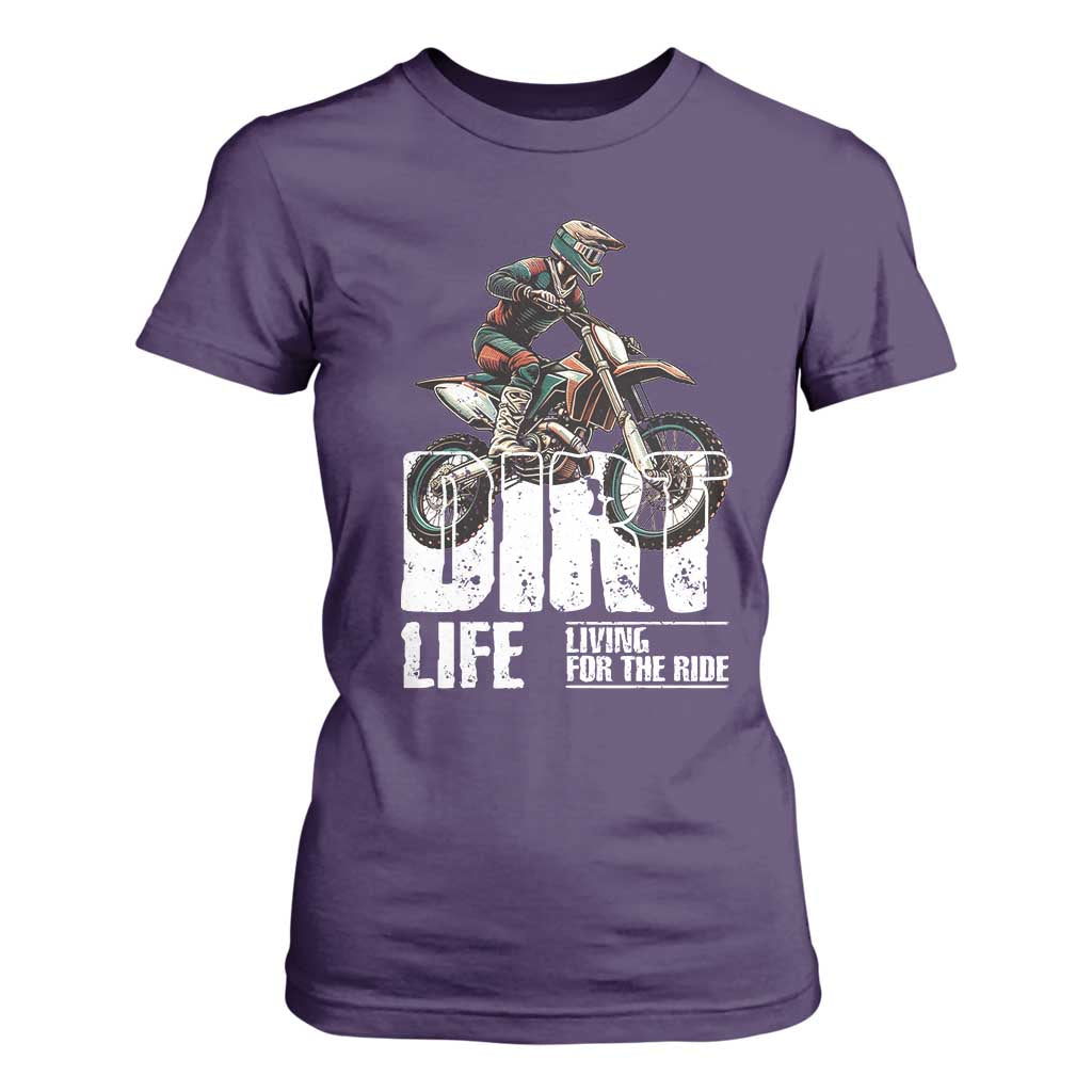 Dirt Bike T Shirt For Women Dirt Life Living For The Ride TS09 Purple Print Your Wear