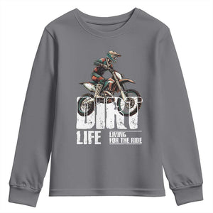 Dirt Bike Youth Sweatshirt Dirt Life Living For The Ride TS09 Charcoal Print Your Wear