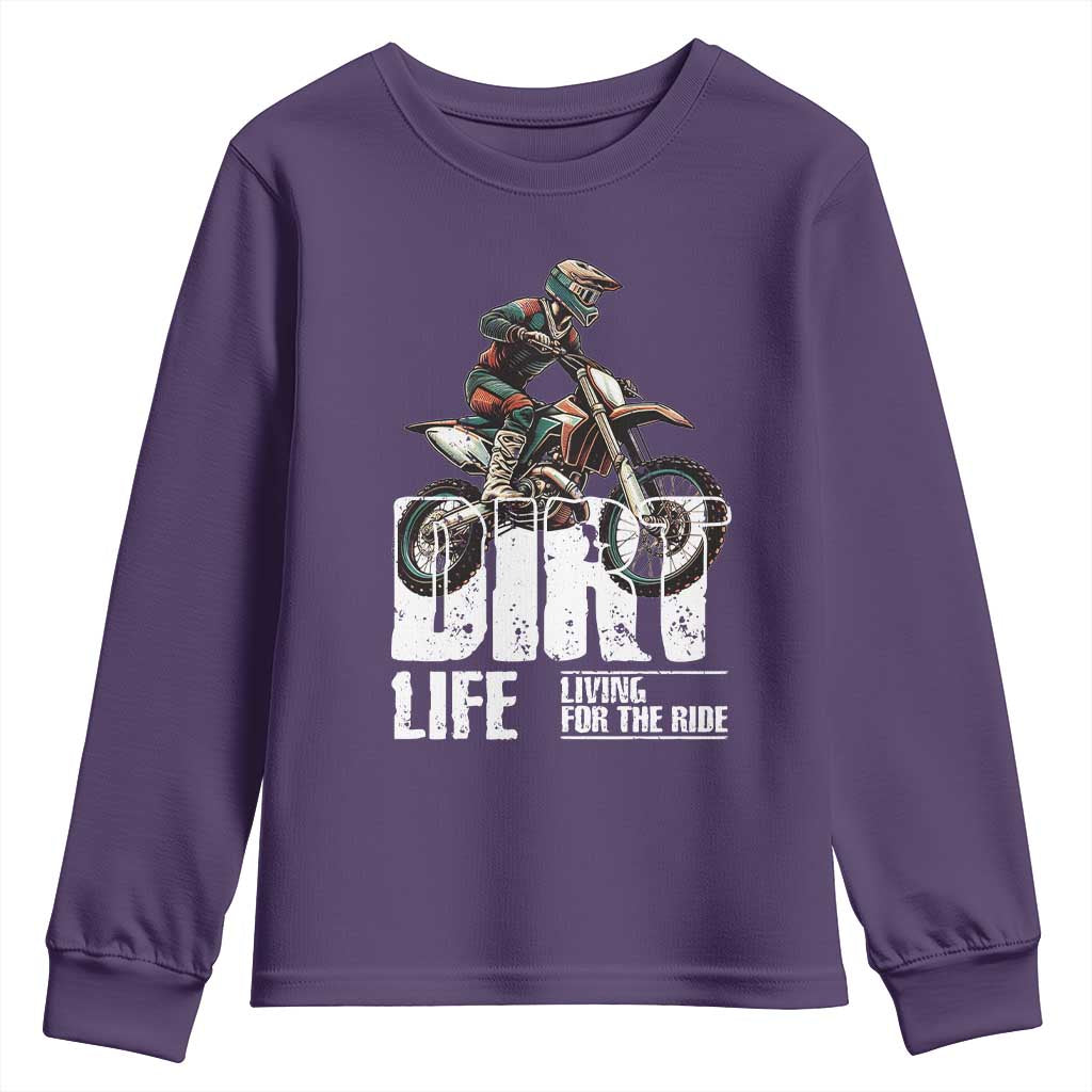 Dirt Bike Youth Sweatshirt Dirt Life Living For The Ride TS09 Purple Print Your Wear