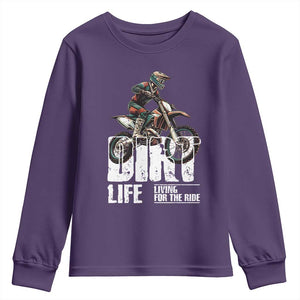 Dirt Bike Youth Sweatshirt Dirt Life Living For The Ride TS09 Purple Print Your Wear
