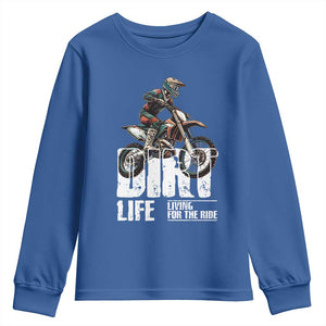 Dirt Bike Youth Sweatshirt Dirt Life Living For The Ride TS09 Royal Blue Print Your Wear