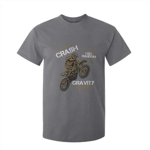 Dirt Bike T Shirt For Kid I Don't Crash I Do Random Gravity Checks TS09 Charcoal Print Your Wear