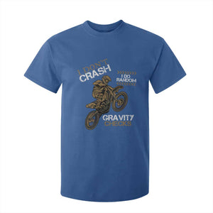 Dirt Bike T Shirt For Kid I Don't Crash I Do Random Gravity Checks TS09 Royal Blue Print Your Wear