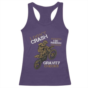 Dirt Bike Racerback Tank Top I Don't Crash I Do Random Gravity Checks TS09 Purple Print Your Wear