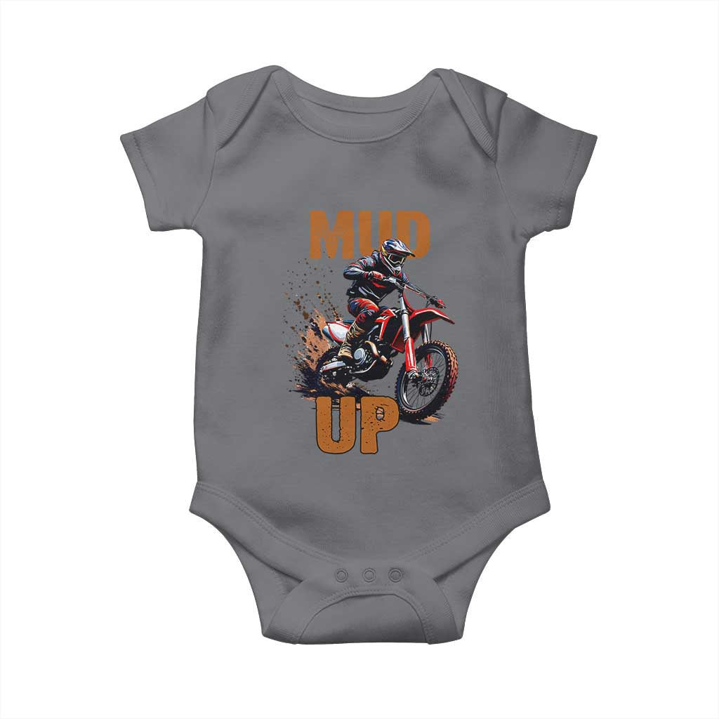 Dirt Bike Mud Up Baby Onesie TS09 Charcoal Print Your Wear