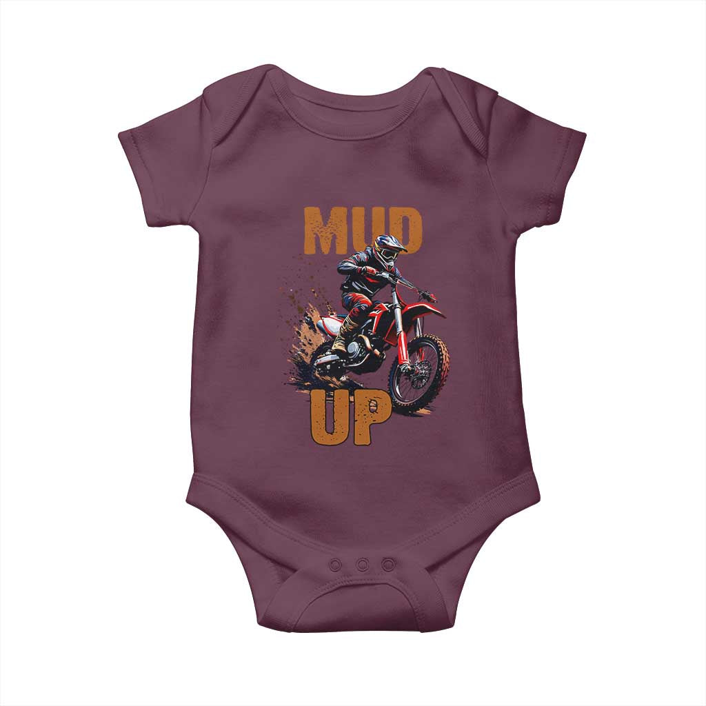 Dirt Bike Mud Up Baby Onesie TS09 Maroon Print Your Wear