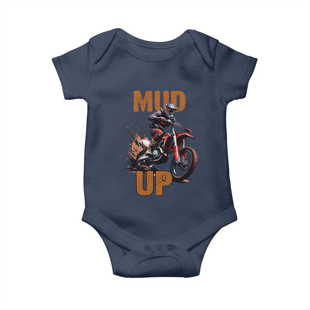 Dirt Bike Mud Up Baby Onesie TS09 Navy Print Your Wear