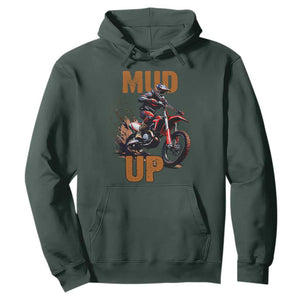 Dirt Bike Mud Up Hoodie TS09 Dark Forest Green Print Your Wear