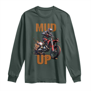 Dirt Bike Mud Up Long Sleeve Shirt TS09 Dark Forest Green Print Your Wear