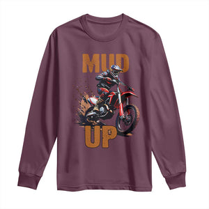 Dirt Bike Mud Up Long Sleeve Shirt TS09 Maroon Print Your Wear