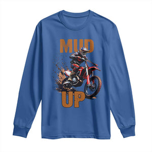 Dirt Bike Mud Up Long Sleeve Shirt TS09 Royal Blue Print Your Wear