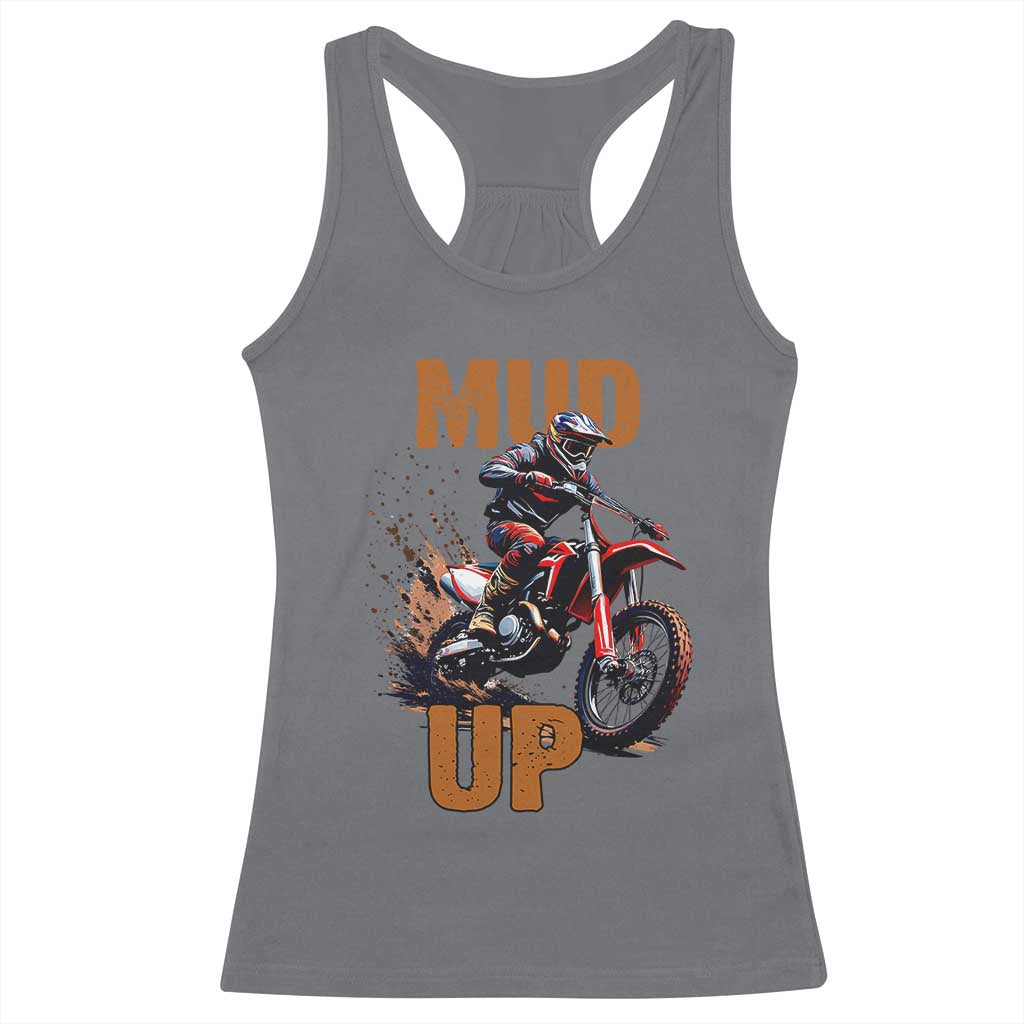Dirt Bike Mud Up Racerback Tank Top TS09 Charcoal Print Your Wear