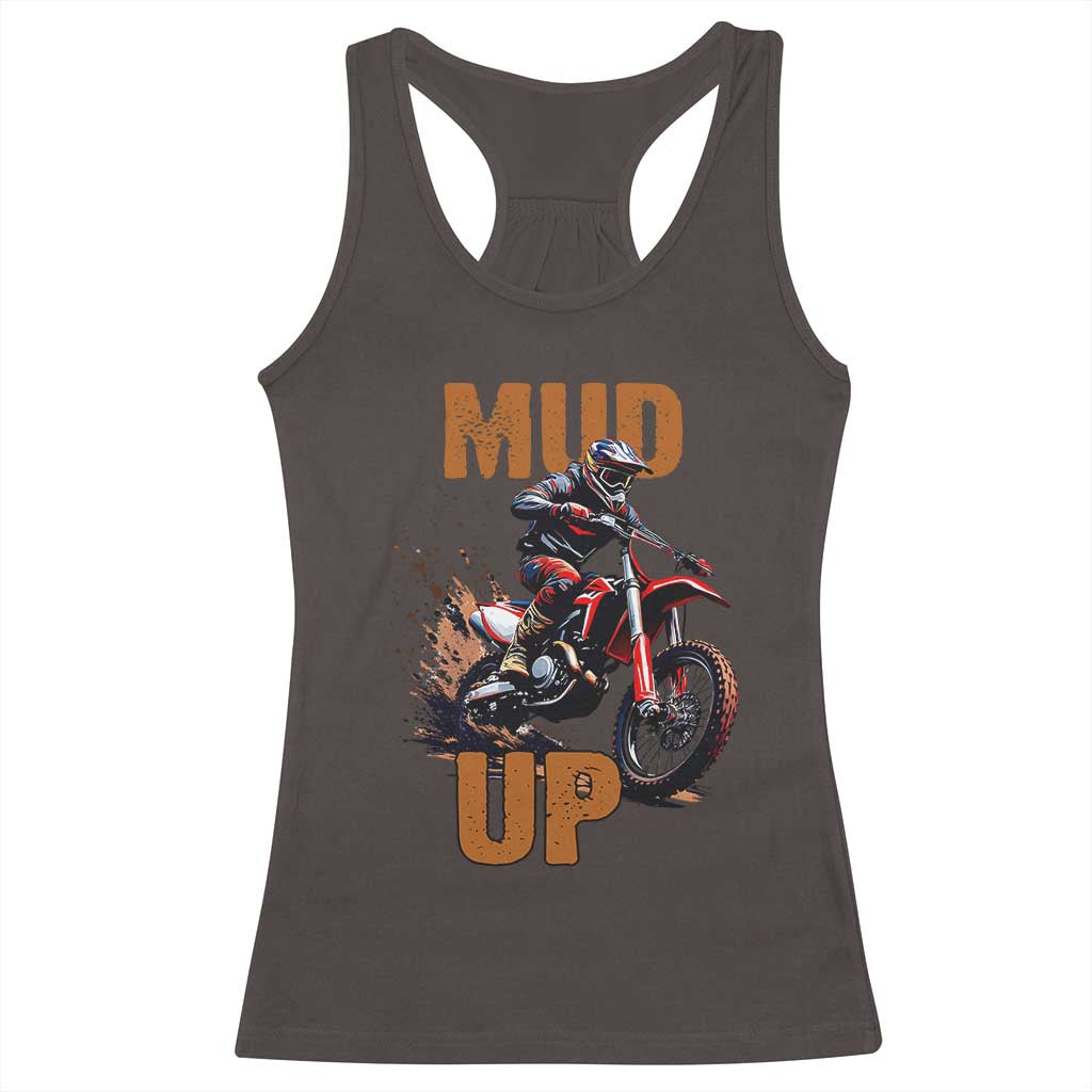 Dirt Bike Mud Up Racerback Tank Top TS09 Dark Chocolate Print Your Wear