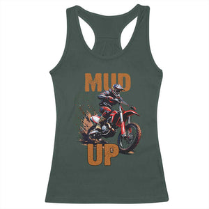 Dirt Bike Mud Up Racerback Tank Top TS09 Dark Forest Green Print Your Wear