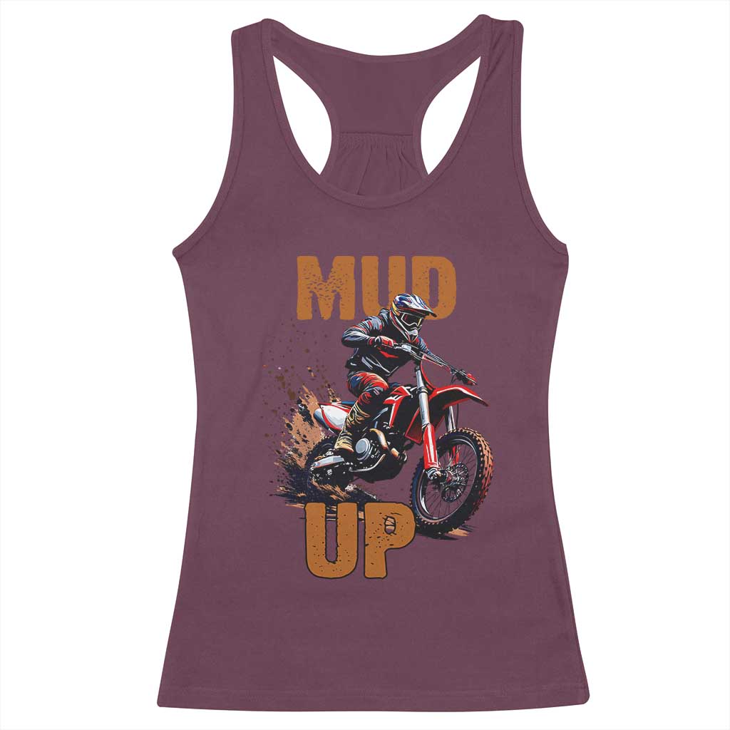 Dirt Bike Mud Up Racerback Tank Top TS09 Maroon Print Your Wear