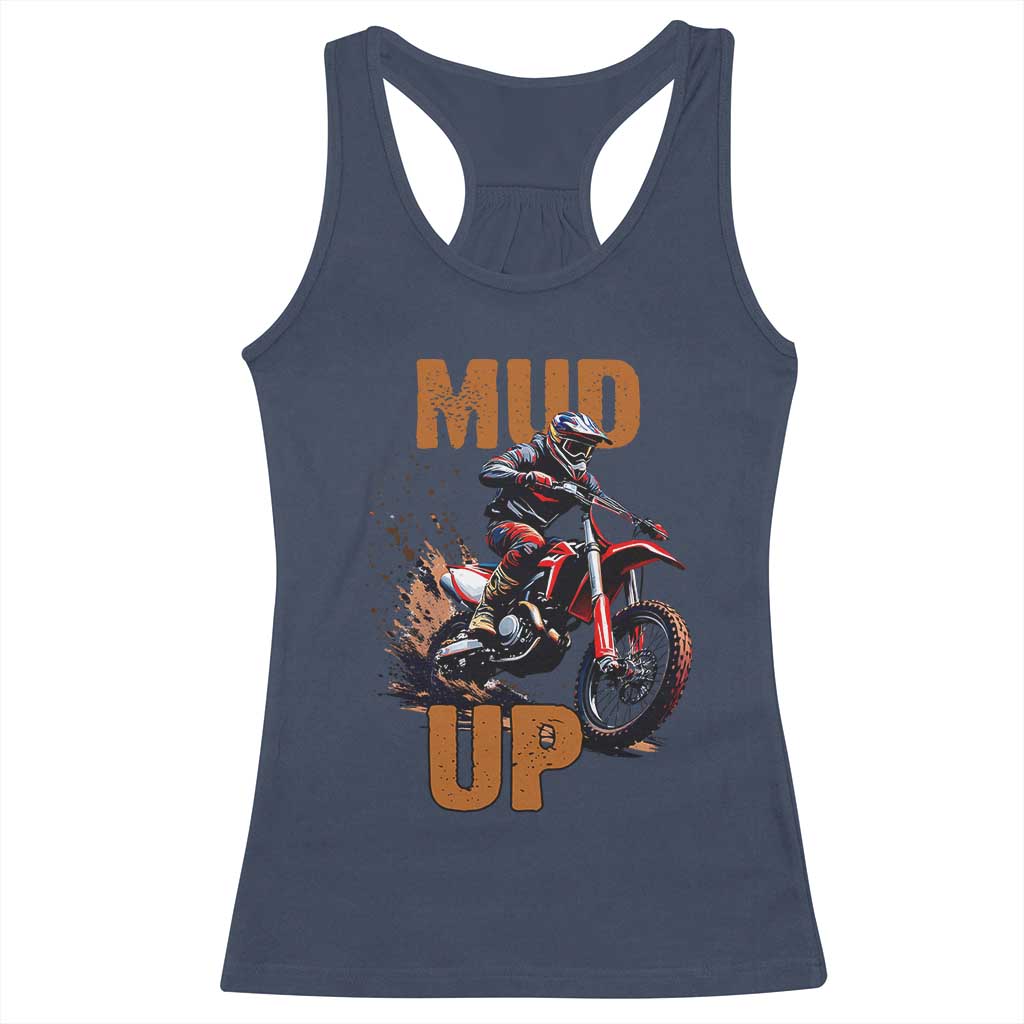 Dirt Bike Mud Up Racerback Tank Top TS09 Navy Print Your Wear