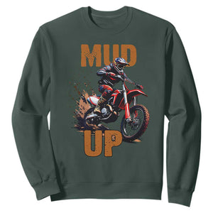 Dirt Bike Mud Up Sweatshirt TS09 Dark Forest Green Print Your Wear
