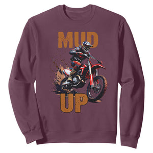 Dirt Bike Mud Up Sweatshirt TS09 Maroon Print Your Wear