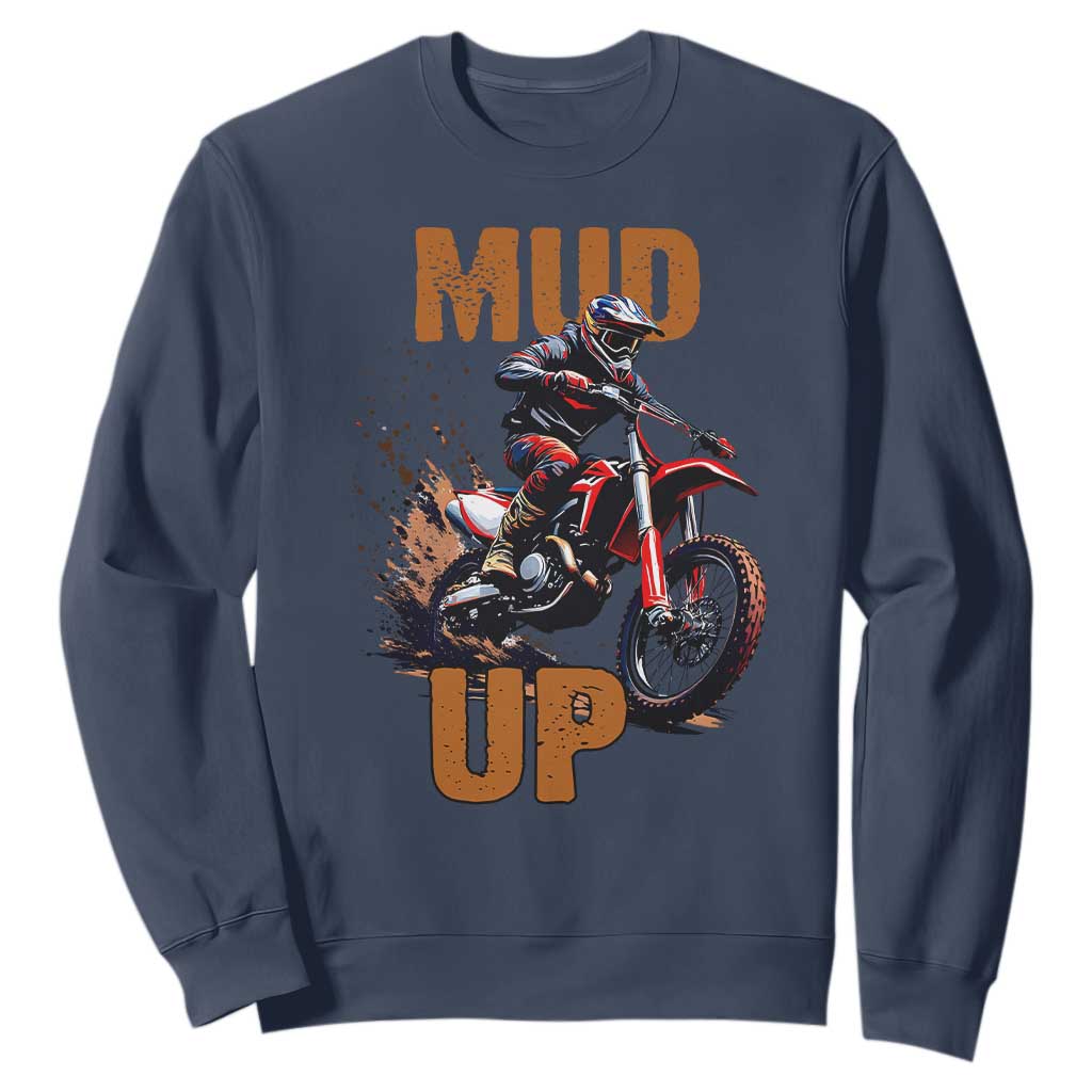 Dirt Bike Mud Up Sweatshirt TS09 Navy Print Your Wear