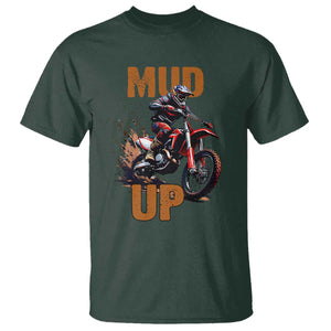 Dirt Bike Mud Up T Shirt TS09 Dark Forest Green Print Your Wear