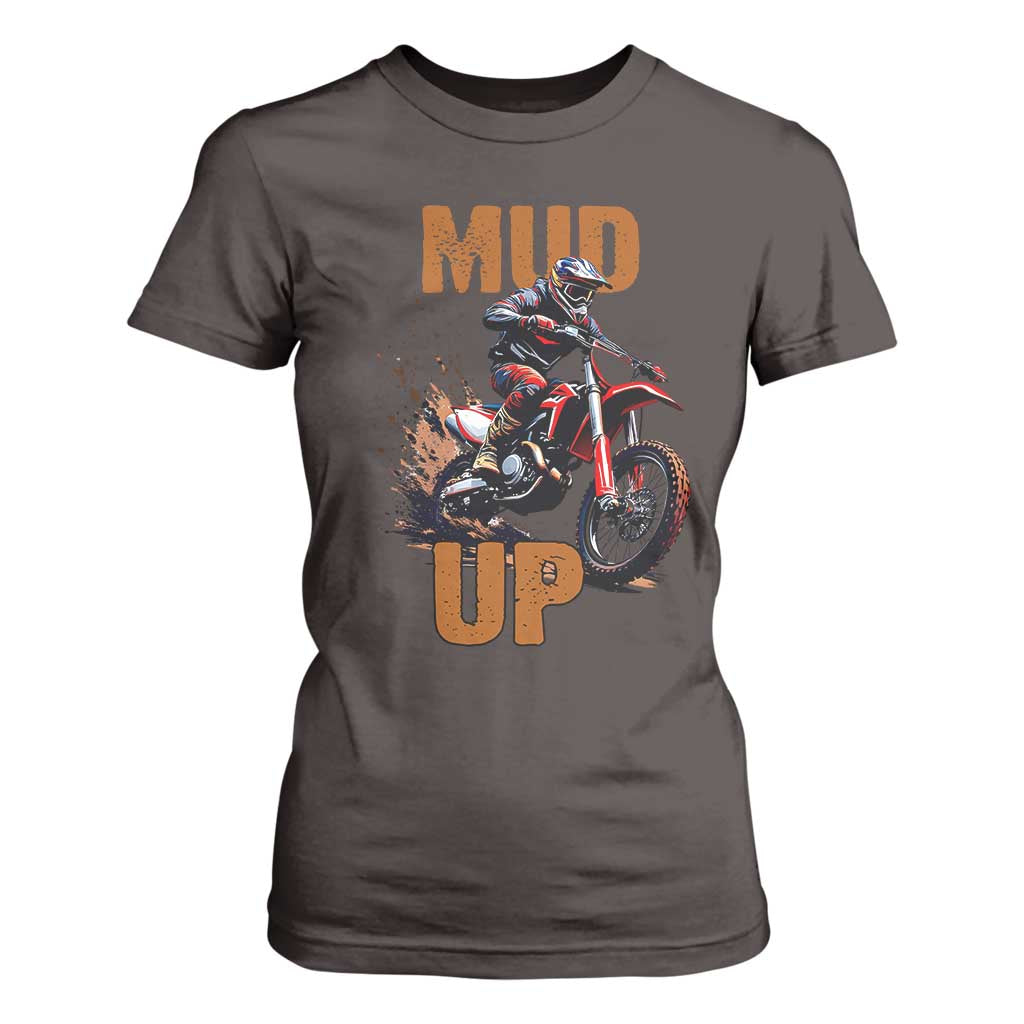 Dirt Bike Mud Up T Shirt For Women TS09 Dark Chocolate Print Your Wear