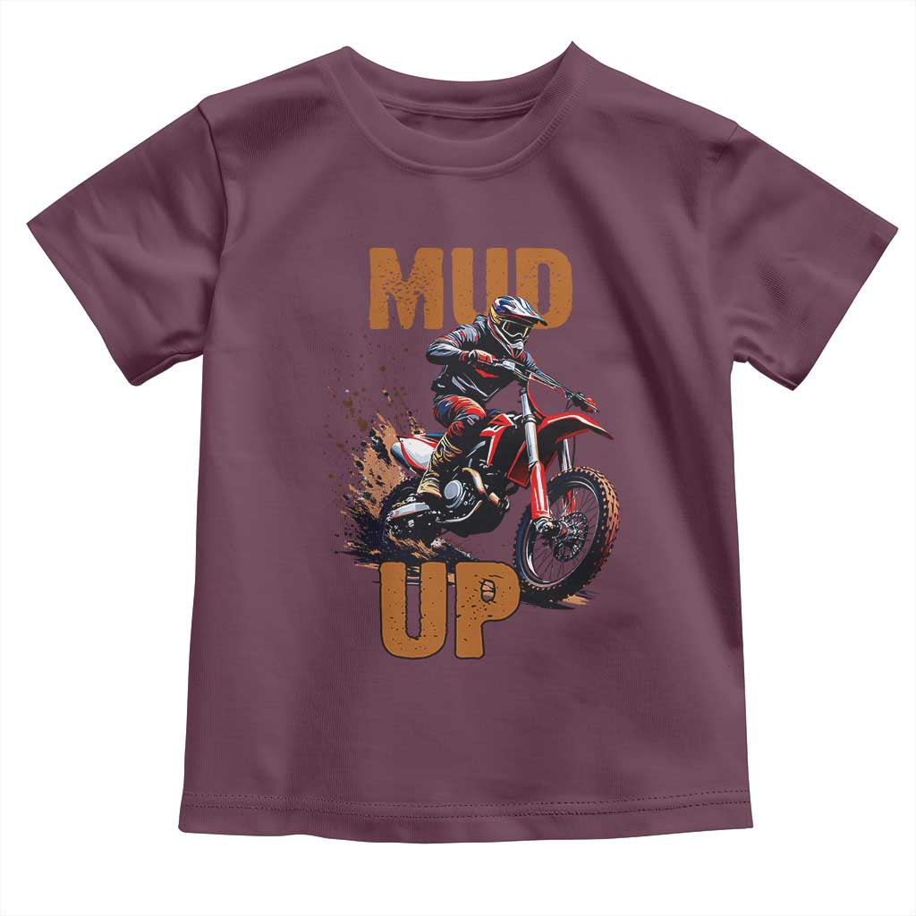 Dirt Bike Mud Up Toddler T Shirt TS09 Maroon Print Your Wear