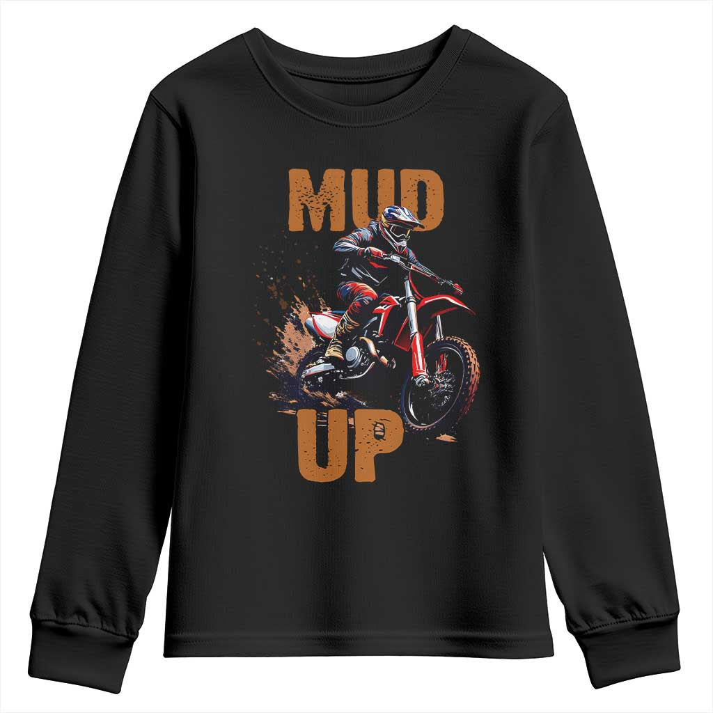 Dirt Bike Mud Up Youth Sweatshirt TS09 Black Print Your Wear