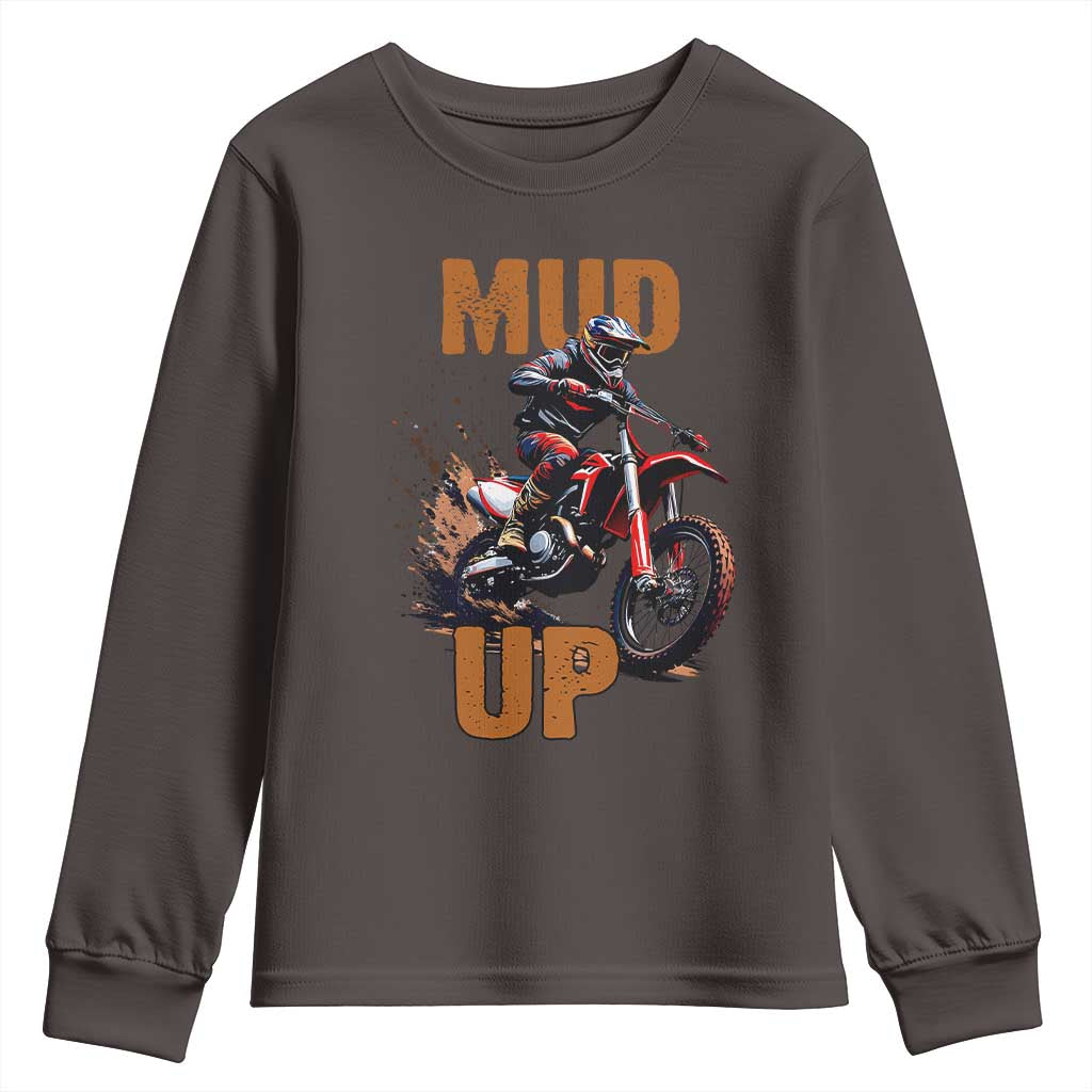 Dirt Bike Mud Up Youth Sweatshirt TS09 Dark Chocolate Print Your Wear