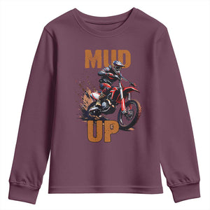 Dirt Bike Mud Up Youth Sweatshirt TS09 Maroon Print Your Wear