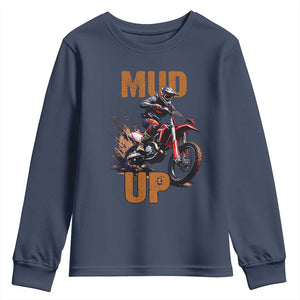 Dirt Bike Mud Up Youth Sweatshirt TS09 Navy Print Your Wear
