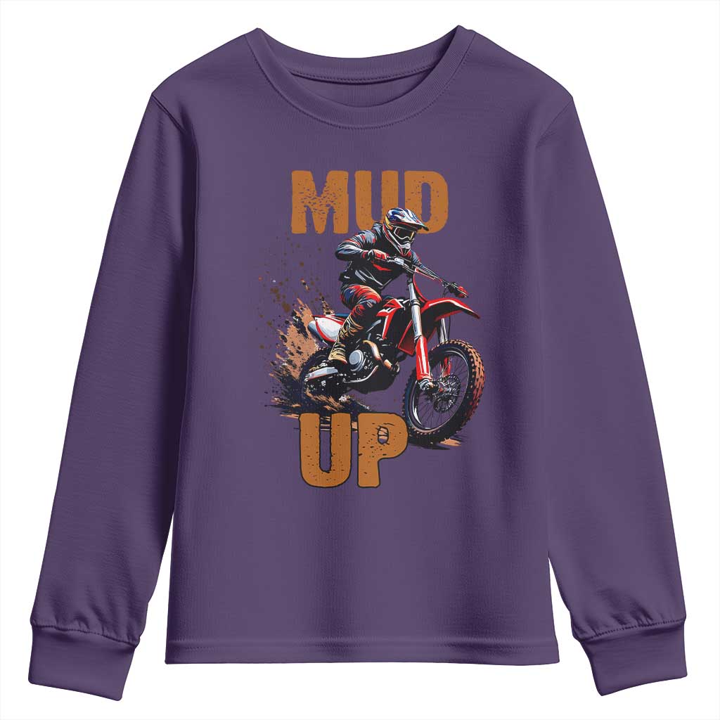 Dirt Bike Mud Up Youth Sweatshirt TS09 Purple Print Your Wear