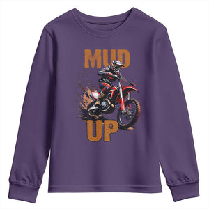 Dirt Bike Mud Up Youth Sweatshirt TS09 Purple Print Your Wear