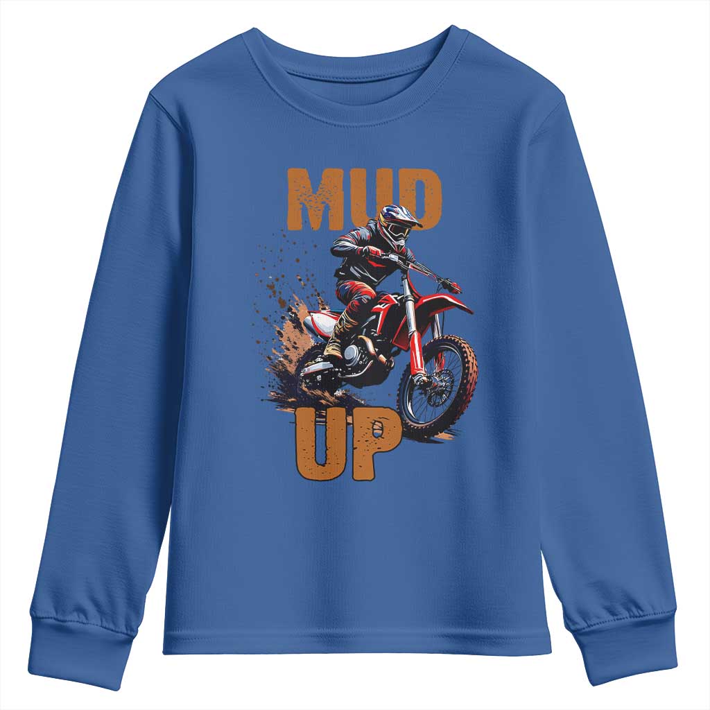 Dirt Bike Mud Up Youth Sweatshirt TS09 Royal Blue Print Your Wear