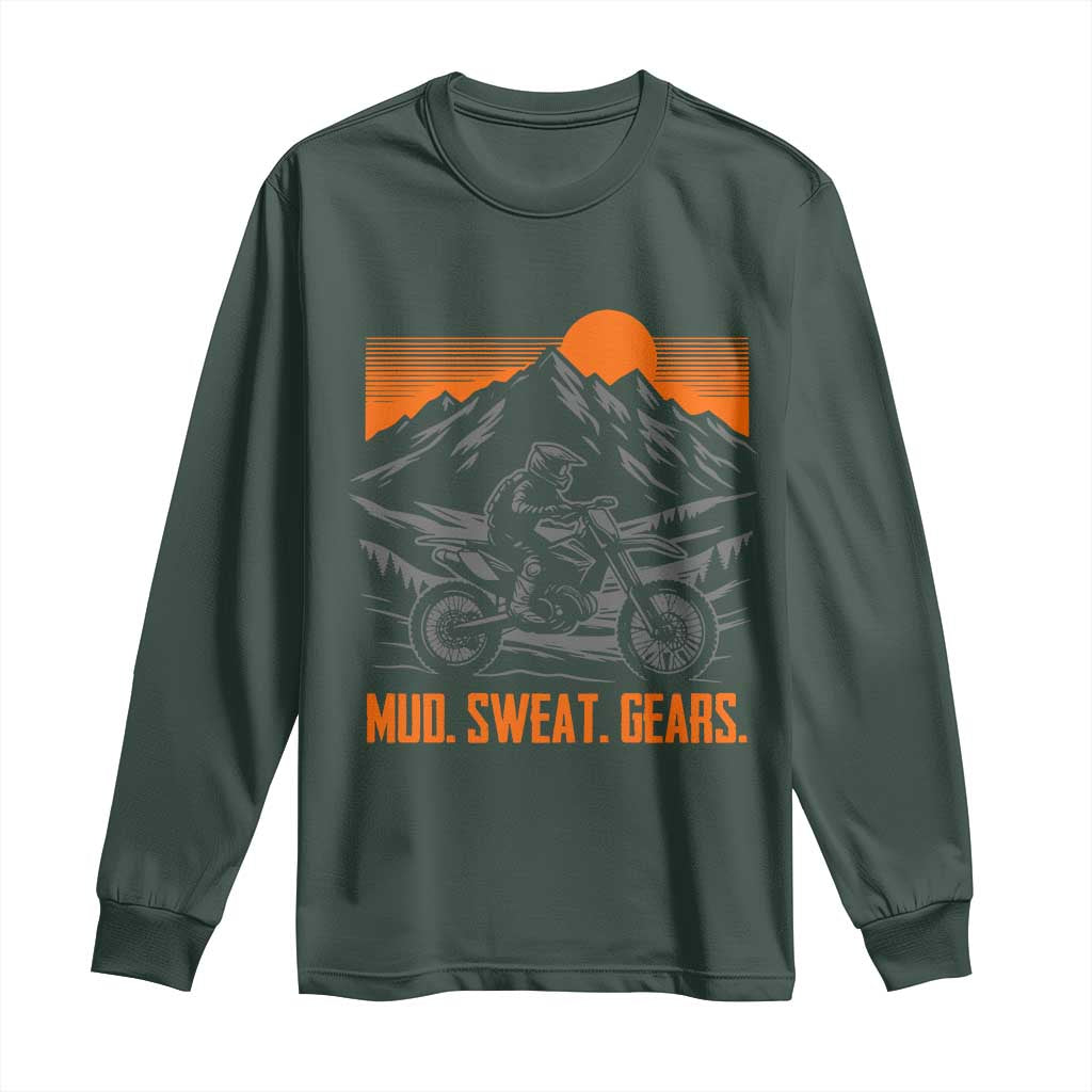 Mud Sweat Gears Dirt Bike Long Sleeve Shirt TS09 Dark Forest Green Print Your Wear
