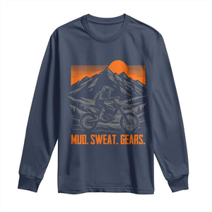 Mud Sweat Gears Dirt Bike Long Sleeve Shirt TS09 Navy Print Your Wear