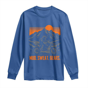 Mud Sweat Gears Dirt Bike Long Sleeve Shirt TS09 Royal Blue Print Your Wear